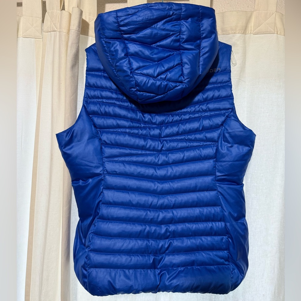 Spyder women's hooded puffer vest blue size M